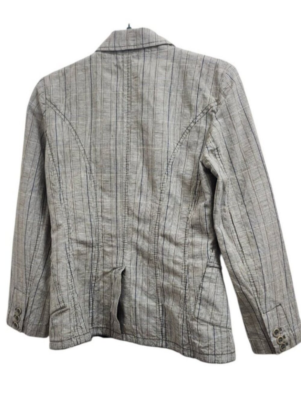 Marc Aurel Women’s Plaid Linen Cotton Blazer US 4 EU 34 Quiet Luxury - Picture 7 of 16